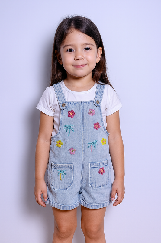 Floral Denim Dungaree